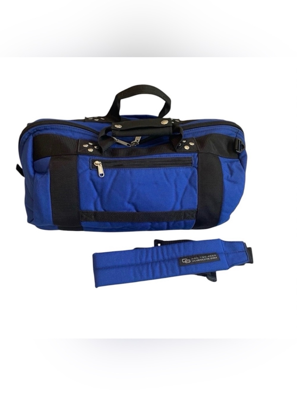 Club Glove Gear Bag Blue and Black Duffle with Detachable Shoulder Strap